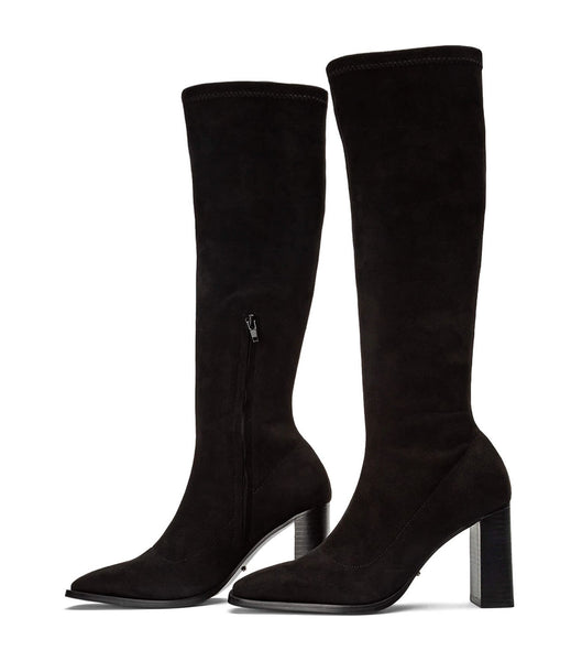 Tony Bianco Renae Black Stretch Semsket Skinn 8.5cm Mid Calf Boots Svarte | NOEGJ73101