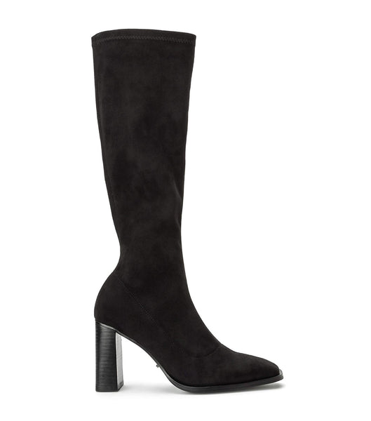 Tony Bianco Renae Black Stretch Semsket Skinn 8.5cm Mid Calf Boots Svarte | NOEGJ73101