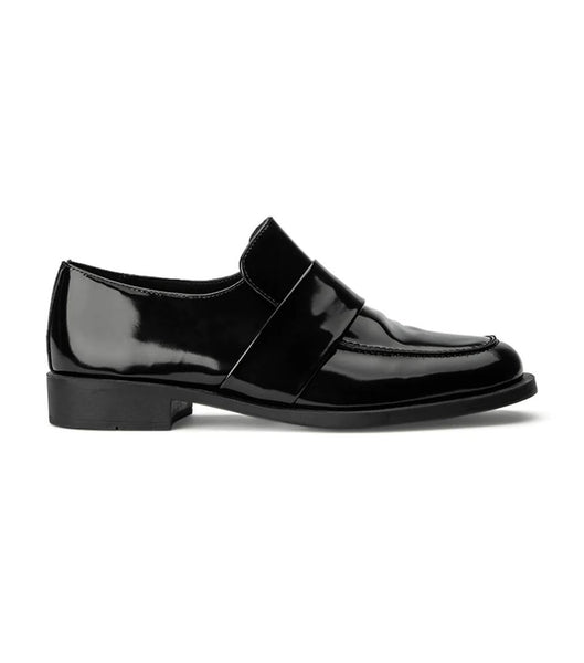 Tony Bianco Rovin Black Hi Shine 2.5cm Loafers Svarte | NOICD21857