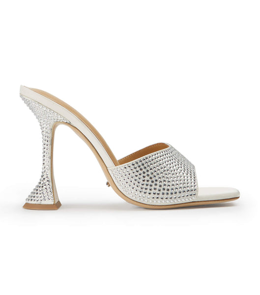 Tony Bianco Serri Ivory Satin 10.5cm Bling hæler Hvite | FNOUI93904