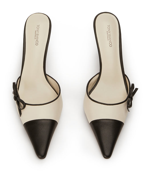 Tony Bianco Shirley Bone/Black 8cm Eventhæler Beige Svarte | ZNONQ80721