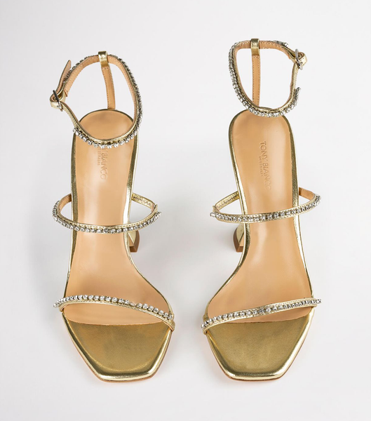 Tony Bianco Skye Gold Nappa Metallic 10.5cm Bling hæler Gull Metal | MNOHR76806