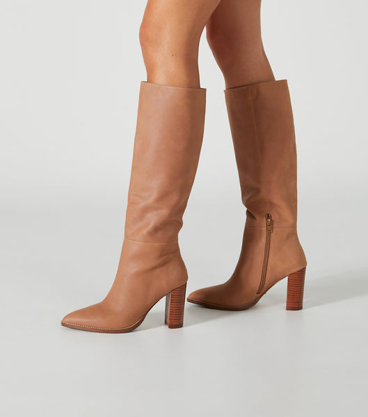 Tony Bianco Skyla Caramel Venice 9cm Mid Calf Boots Beige | NOXMI96821