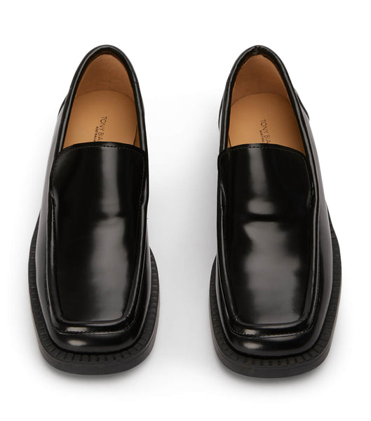 Tony Bianco Teddy Black Hi Shine 4cm Loafers Svarte | DNOVO54410