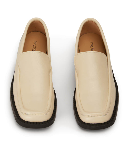 Tony Bianco Teddy Ecru Venice 4cm Loafers Hvite | NOEAH31439