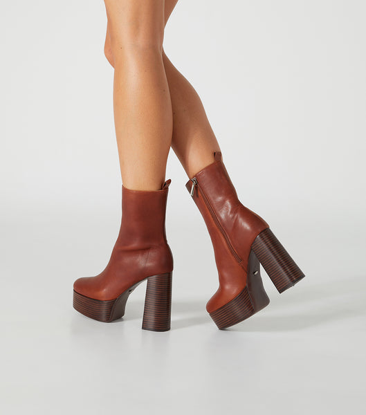 Tony Bianco Tyra Cognac 12cm Platform Støvler Brune | XNOBH28129