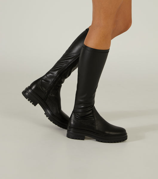 Tony Bianco Waze Black Venice/Black Venezia 4.5cm Mid Calf Boots Svarte | XNOGW64425