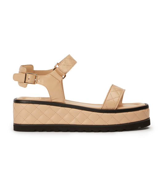 Tony Bianco Zahara Beech Nappa 6cm Flate Sandaler Beige | UNOND96024