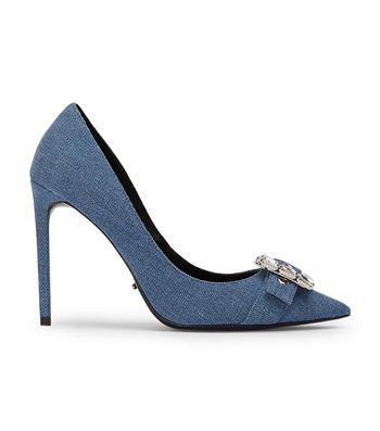 Tony Bianco Abbey Washed Denim 10.5cm Bling hæler Blå | QNOUV43155