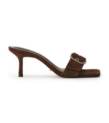 Tony Bianco Amy Espresso Semsket Skinn 6.5cm Eventhæler Sjokolade | MNOFT81925