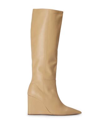 Tony Bianco Drake Butter Nappa 9.5cm Mid Calf Boots Beige | MNOFT50148