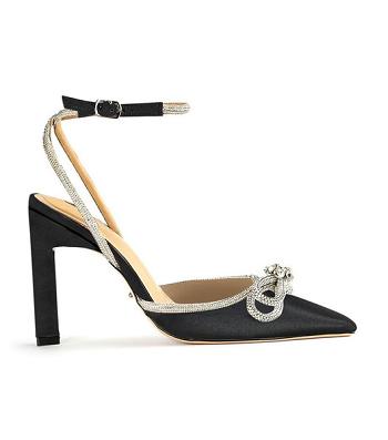 Tony Bianco Elsie Black Satin 10.5cm Bling hæler Svarte | LNOTR42371