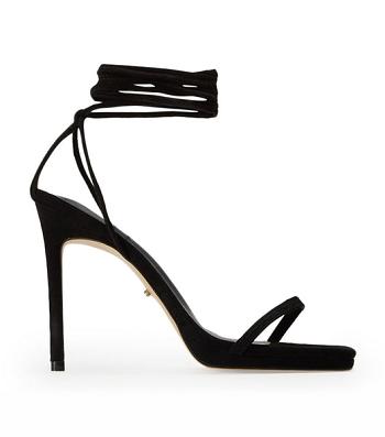 Tony Bianco Fleur Black Semsket Skinn 11cm Strappy hæler Svarte | GNOUC42464