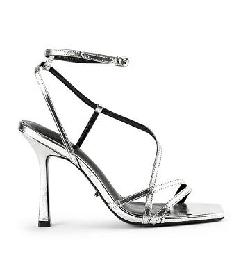 Tony Bianco Franci Silver Foil 10.5cm Strappy hæler Sølv | NOZPD13056