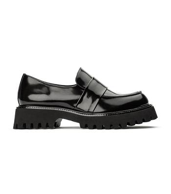 Tony Bianco Gisele Black Hi Shine 4cm Loafers Svarte | ENOHC32403