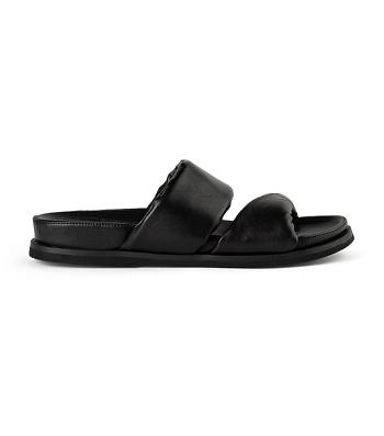 Tony Bianco Henry Black Nappa 3.5cm Flate Sandaler Svarte | NOCVG69970