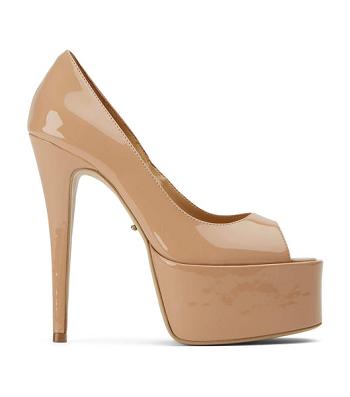 Tony Bianco Jolee Nude Patent 15cm Platform Sko Beige | MNOHR36365