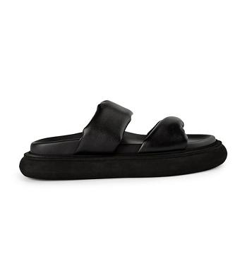 Tony Bianco June Black Nappa 3cm Flate Sandaler Svarte | FNOHY93596