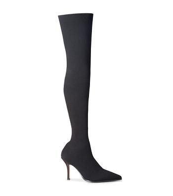 Tony Bianco Kori Black Sock Knit 9.5cm Stretch støvler Svarte | ENOHC11310