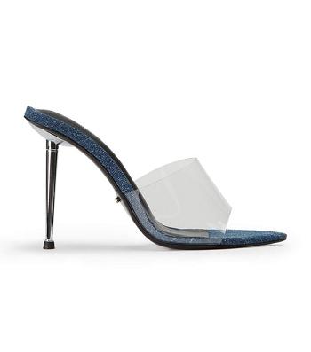 Tony Bianco Mylo Clear Vinylite/Blue Denim 10.5cm Stiletthæler Blå | NOIIZ94576