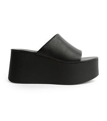 Tony Bianco Tegan Black Sheep Nappa 9.5cm Wedge Svarte | NOZDE65901